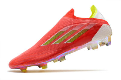 Men's Adidas X Speedflow+ Laceless FG Firm Ground Low-Tops Football Boots - Red/Yellow/Gold