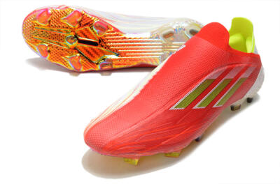 Men's Adidas X Speedflow+ Laceless FG Firm Ground Low-Tops Football Boots - Red/Yellow/Gold