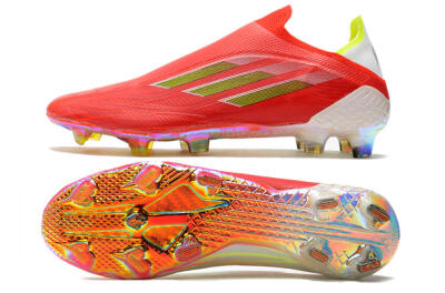 Men's Adidas X Speedflow+ Laceless FG Firm Ground Low-Tops Football Boots - Red/Yellow/Gold