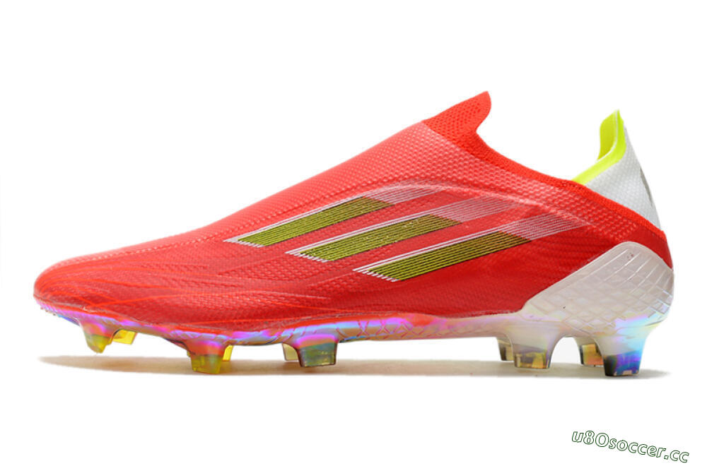 Men's Adidas X Speedflow+ Laceless FG Firm Ground Low-Tops Football Boots - Red/Yellow/Gold 0