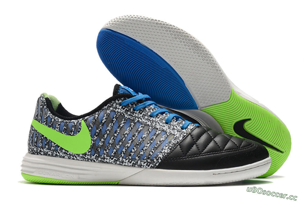 Men's Nike Lunar Gato 2 IC Indoor & Futsal Low-Tops Football Shoes - Black/Blue/Yellow 2