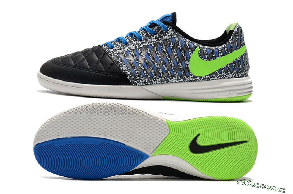 Men's Nike Lunar Gato 2 IC Indoor & Futsal Low-Tops Football Shoes - Black/Blue/Yellow 1