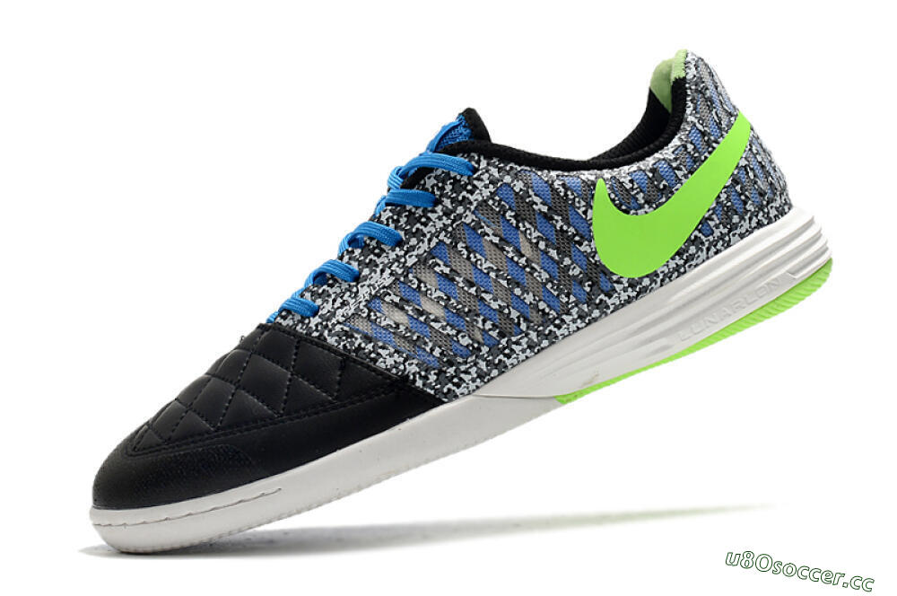 Men's Nike Lunar Gato 2 IC Indoor & Futsal Low-Tops Football Shoes - Black/Blue/Yellow 5