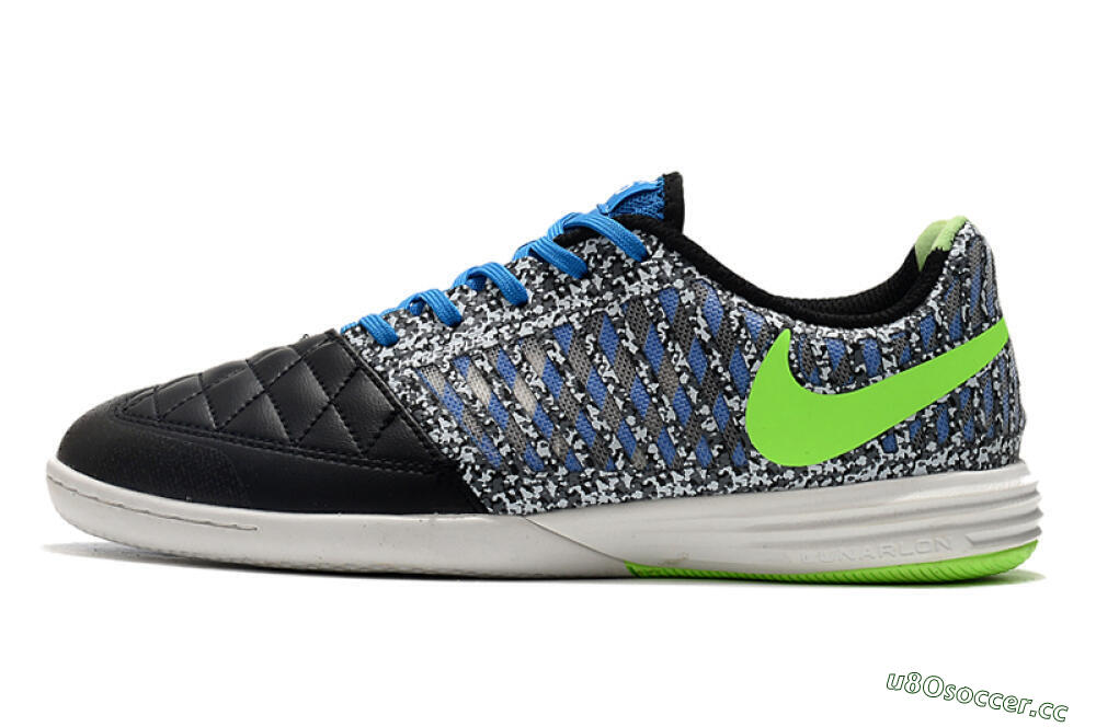 Men's Nike Lunar Gato 2 IC Indoor & Futsal Low-Tops Football Shoes - Black/Blue/Yellow 0