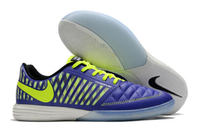 Men's Nike Lunar Gato 2 IC Indoor & Futsal Low-Tops Football Shoes - Blue/Yellow/White