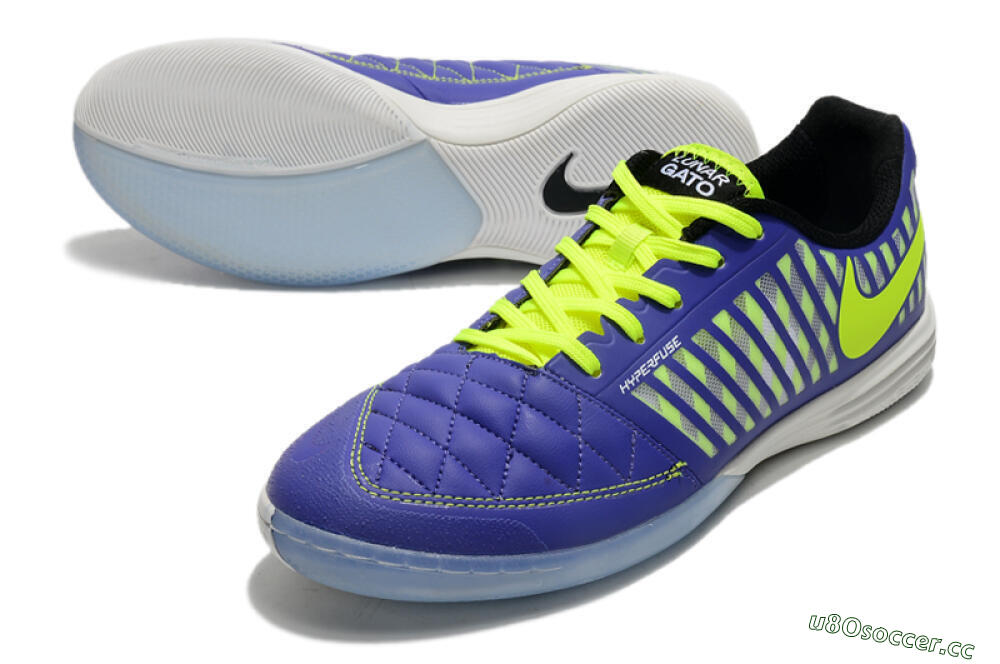 Men's Nike Lunar Gato 2 IC Indoor & Futsal Low-Tops Football Shoes - Blue/Yellow/White 3