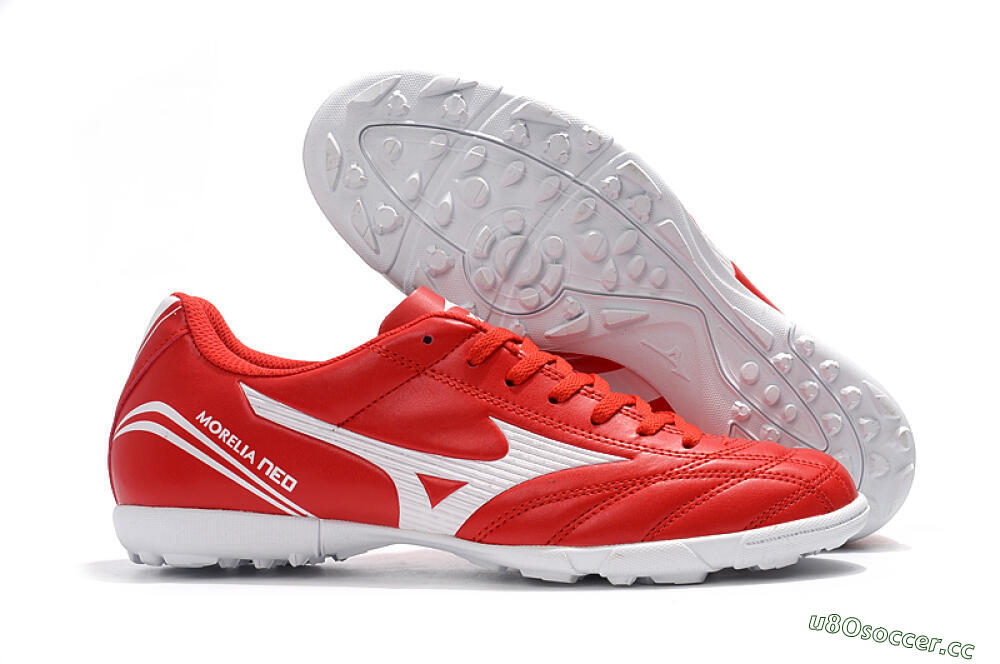 Men's Mizuno Morelia Neo TF Artificial Turf Low-Tops Football Shoes - Red/White 2