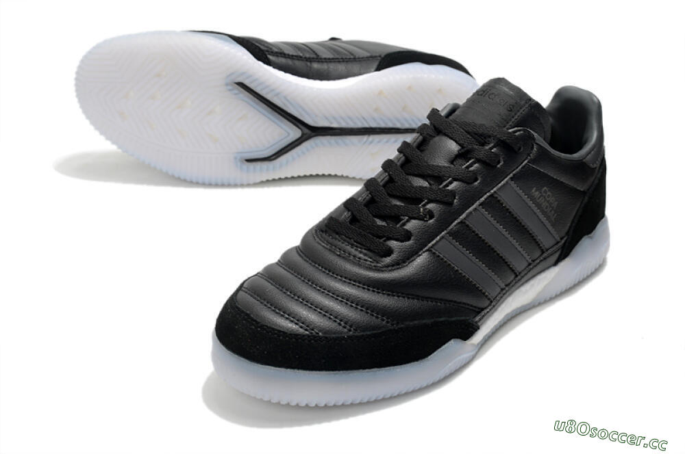 Men's Adidas Copa Mundial IC Indoor & Futsal Low-Tops Football Shoes - Black/White 3