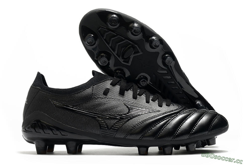 Men's Mizuno Morelia Neo 3 FG Firm Ground Low-Tops Football Boots - Black/Black 2