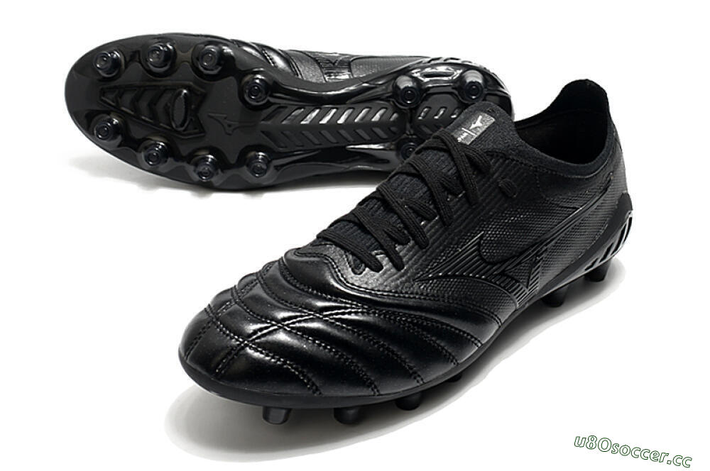 Men's Mizuno Morelia Neo 3 FG Firm Ground Low-Tops Football Boots - Black/Black 3