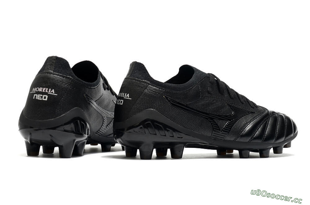 Men's Mizuno Morelia Neo 3 FG Firm Ground Low-Tops Football Boots - Black/Black 6