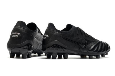 Men's Mizuno Morelia Neo 3 FG Firm Ground Low-Tops Football Boots - Black/Black