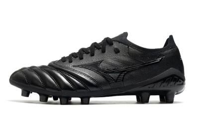 Men's Mizuno Morelia Neo 3 FG Firm Ground Low-Tops Football Boots - Black/Black