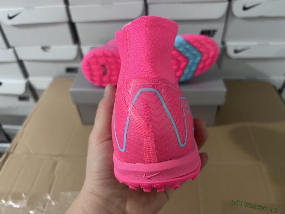 Men's Nike Air Zoom Mercurial Superfly 10 Elite TF Artificial Turf High-Tops Football Shoes - Pink/Red/Jade