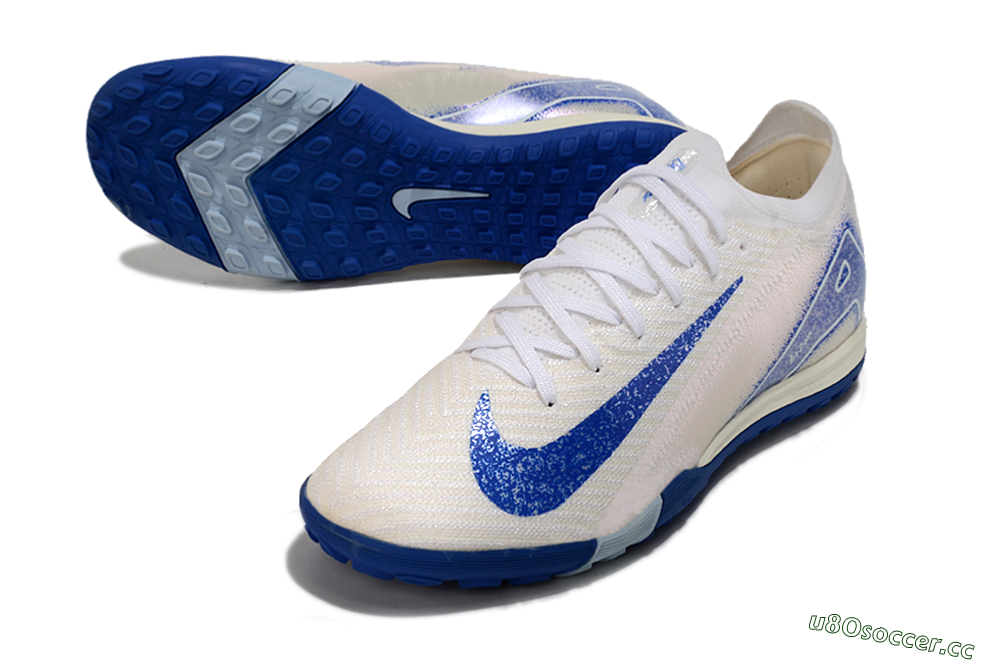 Unisex Nike Air Zoom Mercurial Vapor 16 Elite TF Artificial Turf Low-Tops Football Shoes - White/Blue 3