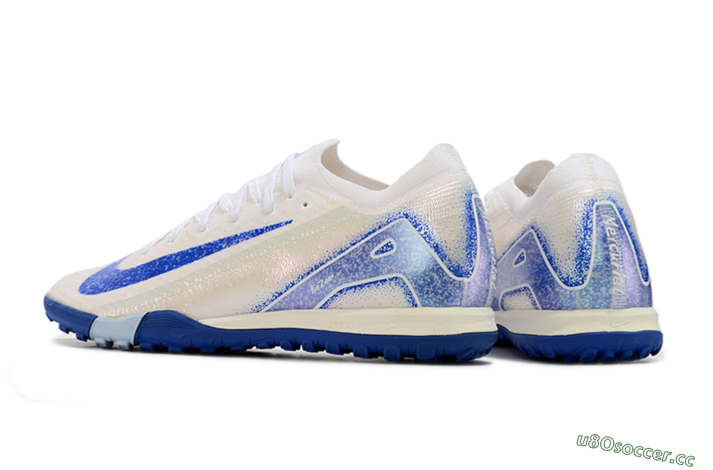 Unisex Nike Air Zoom Mercurial Vapor 16 Elite TF Artificial Turf Low-Tops Football Shoes - White/Blue 4