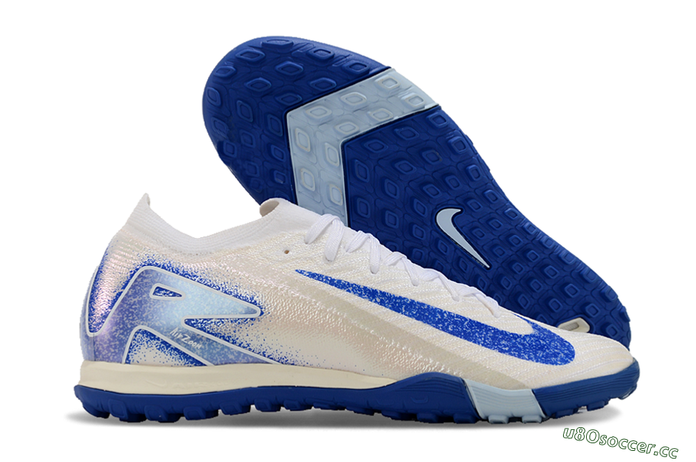 Unisex Nike Air Zoom Mercurial Vapor 16 Elite TF Artificial Turf Low-Tops Football Shoes - White/Blue 2
