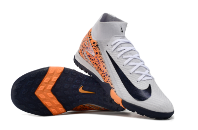 Unisex Nike Mercurial Superfly 10 Elite TF Artificial Turf High-Tops Football Shoes - White/Black/Orange