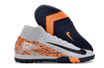 Unisex Nike Mercurial Superfly 10 Elite TF Artificial Turf High-Tops Football Shoes - White/Black/Orange