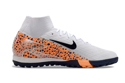 Unisex Nike Mercurial Superfly 10 Elite TF Artificial Turf High-Tops Football Shoes - White/Black/Orange