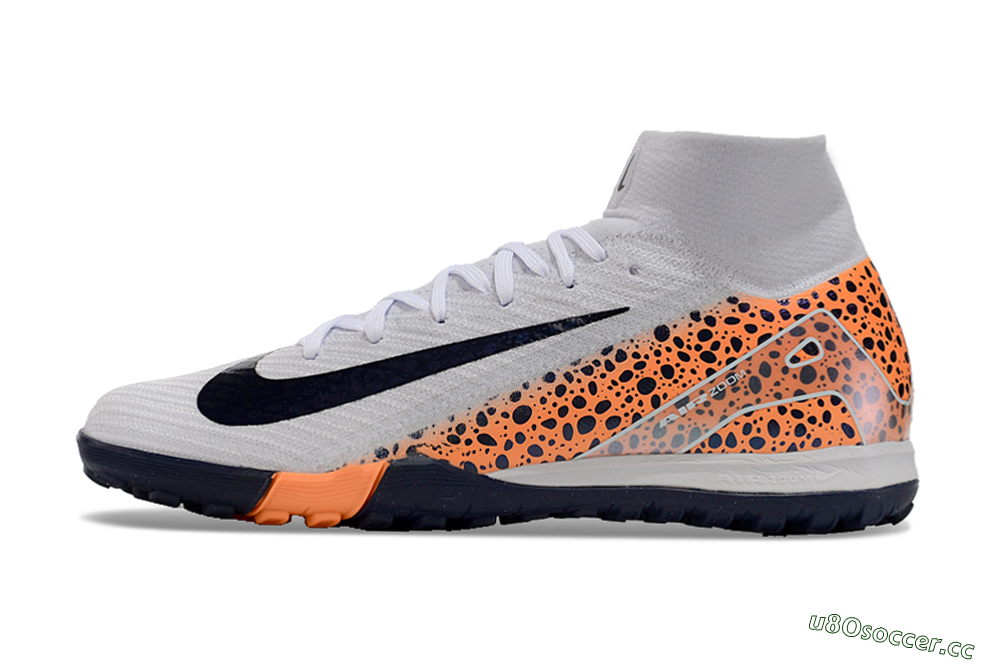 Unisex Nike Mercurial Superfly 10 Elite TF Artificial Turf High-Tops Football Shoes - White/Black/Orange 0