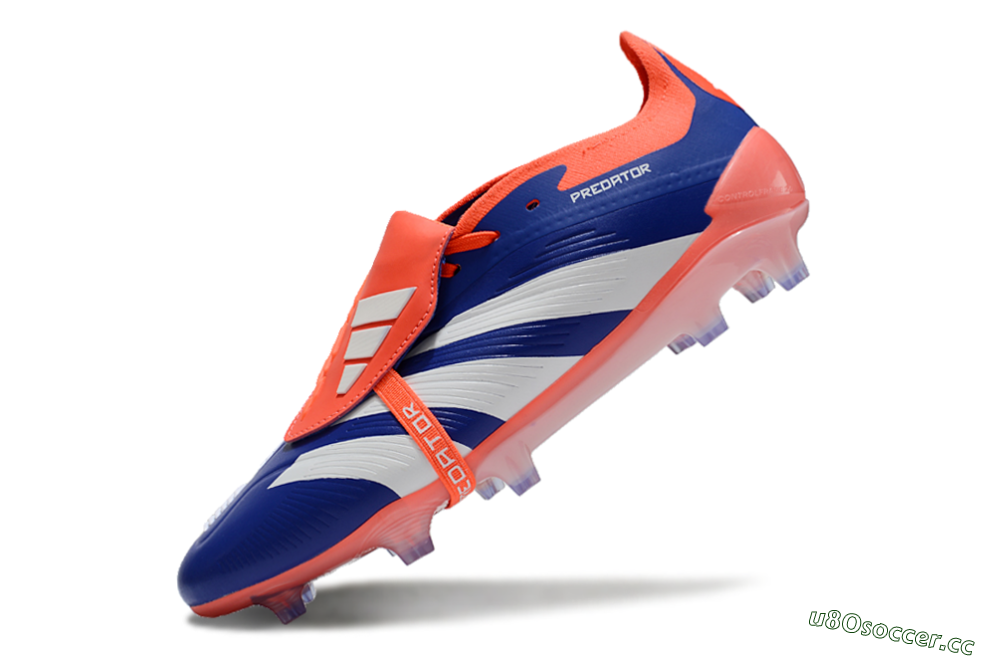 Unisex Adidas Predator Elite Foldover Tongue FG Firm Ground Low-Tops Football Boots - Blue/White/Orange 6