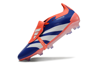 Unisex Adidas Predator Elite Foldover Tongue FG Firm Ground Low-Tops Football Boots - Blue/White/Orange
