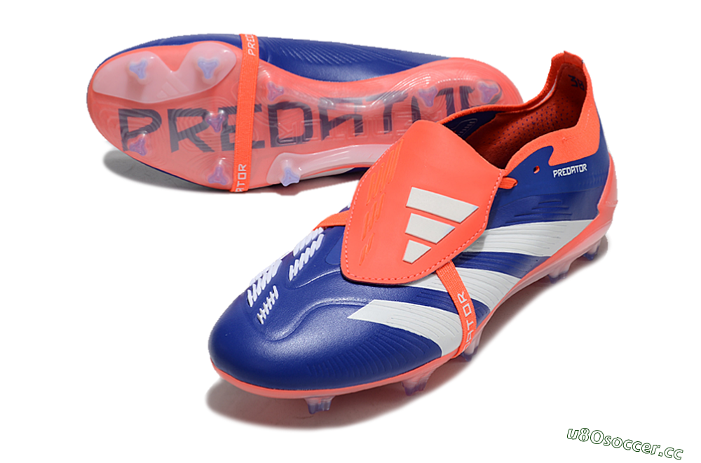 Unisex Adidas Predator Elite Foldover Tongue FG Firm Ground Low-Tops Football Boots - Blue/White/Orange 3