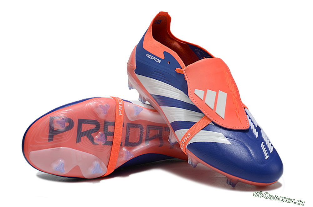 Unisex Adidas Predator Elite Foldover Tongue FG Firm Ground Low-Tops Football Boots - Blue/White/Orange 4