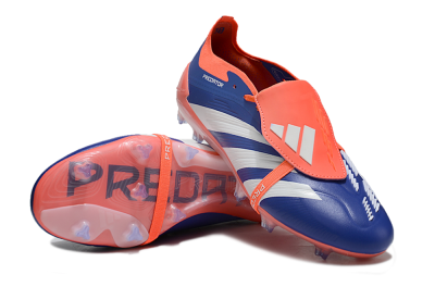 Unisex Adidas Predator Elite Foldover Tongue FG Firm Ground Low-Tops Football Boots - Blue/White/Orange