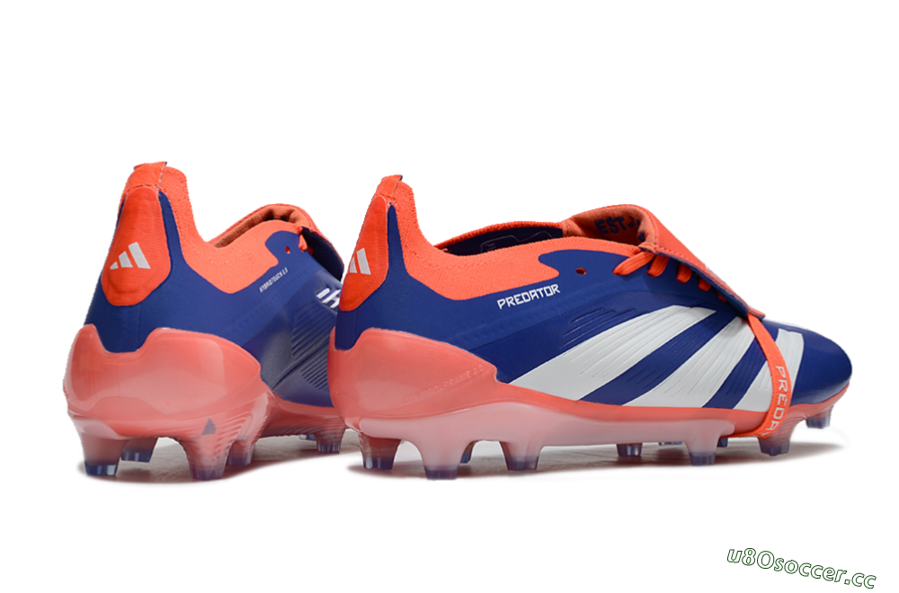 Unisex Adidas Predator Elite Foldover Tongue FG Firm Ground Low-Tops Football Boots - Blue/White/Orange 7