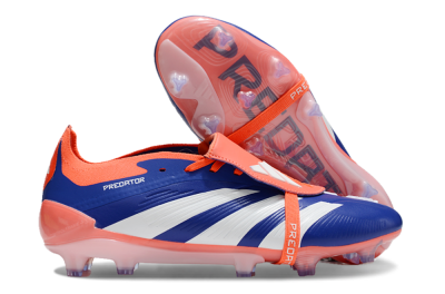 Unisex Adidas Predator Elite Foldover Tongue FG Firm Ground Low-Tops Football Boots - Blue/White/Orange