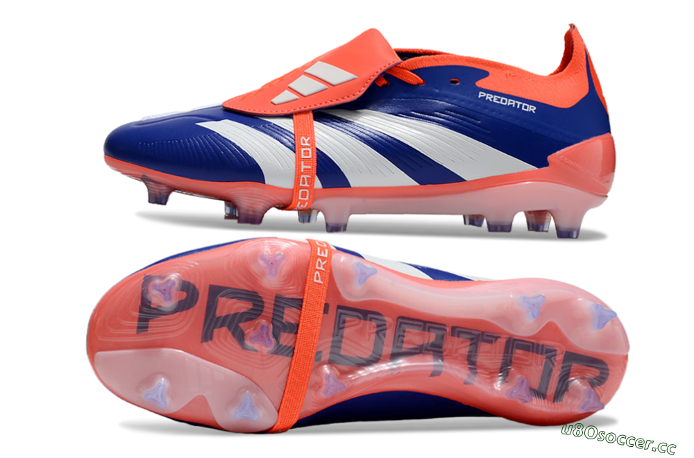 Unisex Adidas Predator Elite Foldover Tongue FG Firm Ground Low-Tops Football Boots - Blue/White/Orange 1