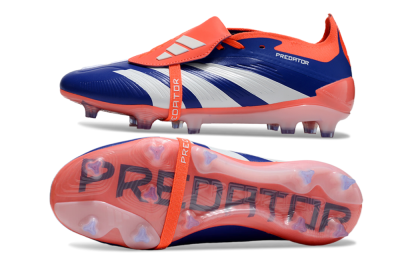 Unisex Adidas Predator Elite Foldover Tongue FG Firm Ground Low-Tops Football Boots - Blue/White/Orange