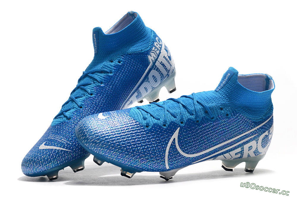 Men's Nike Mercurial Superfly 7 Elite FG Firm Ground High-Tops Football Boots - Blue/White 6