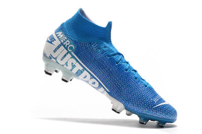 Men's Nike Mercurial Superfly 7 Elite FG Firm Ground High-Tops Football Boots - Blue/White