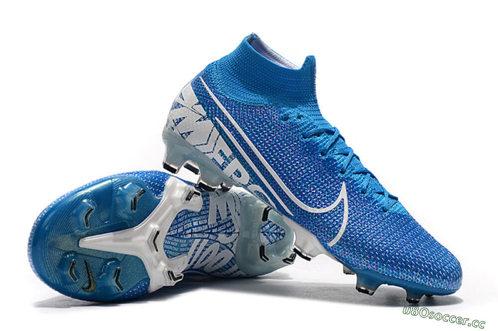 Men's Nike Mercurial Superfly 7 Elite FG Firm Ground High-Tops Football Boots - Blue/White 4