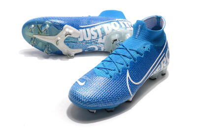 Men's Nike Mercurial Superfly 7 Elite FG Firm Ground High-Tops Football Boots - Blue/White