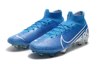 Men's Nike Mercurial Superfly 7 Elite FG Firm Ground High-Tops Football Boots - Blue/White