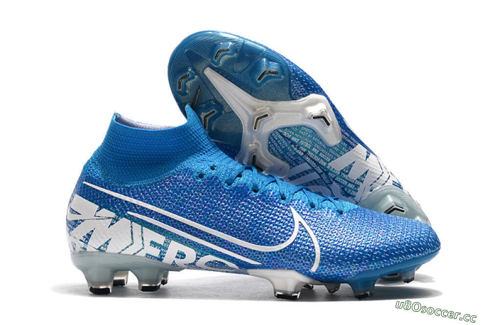 Men's Nike Mercurial Superfly 7 Elite FG Firm Ground High-Tops Football Boots - Blue/White 2