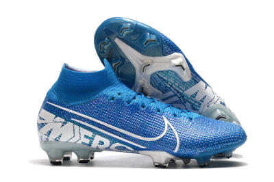 Men's Nike Mercurial Superfly 7 Elite FG Firm Ground High-Tops Football Boots - Blue/White