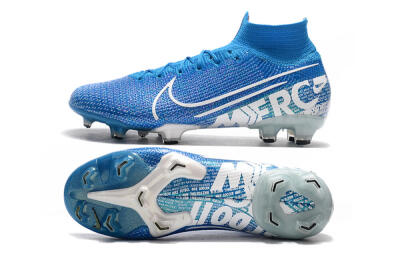 Men's Nike Mercurial Superfly 7 Elite FG Firm Ground High-Tops Football Boots - Blue/White