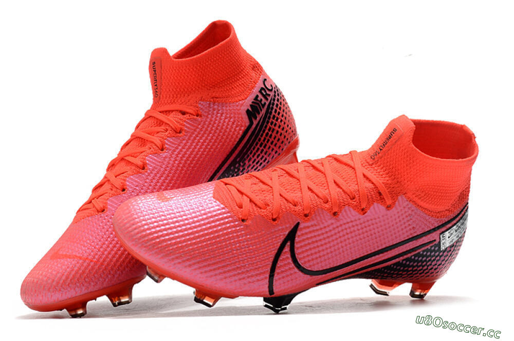 Men's Nike Mercurial Superfly 7 Elite FG Firm Ground High-Tops Football Boots - Red/Black 6