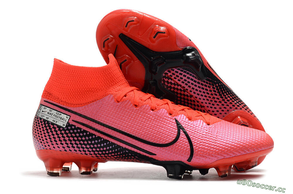 Men's Nike Mercurial Superfly 7 Elite FG Firm Ground High-Tops Football Boots - Red/Black 2