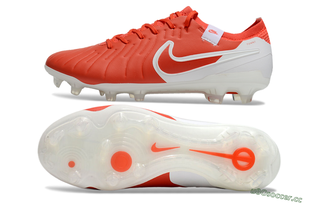 Men's Nike Tiempo Legend 10 Elite FG Firm Ground Low-Tops Football Boots - Red/White 1