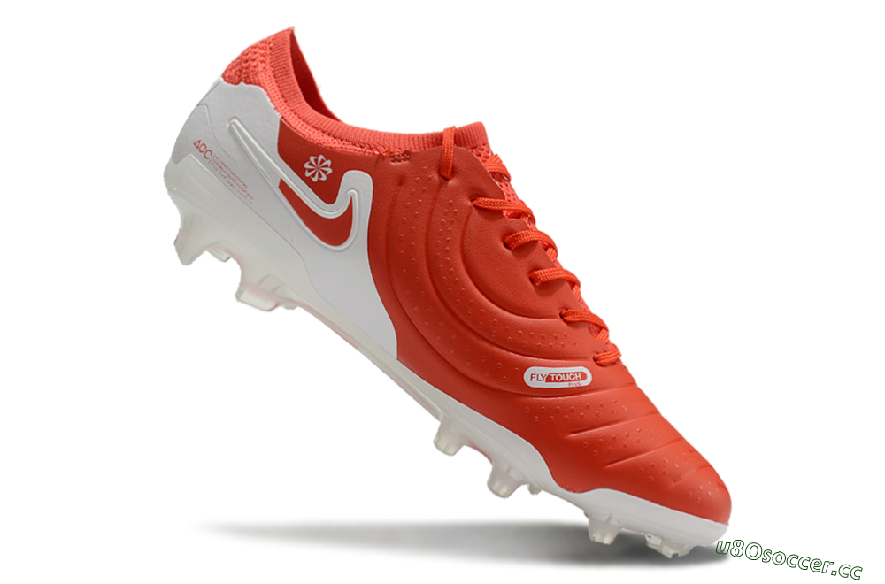 Men's Nike Tiempo Legend 10 Elite FG Firm Ground Low-Tops Football Boots - Red/White 4