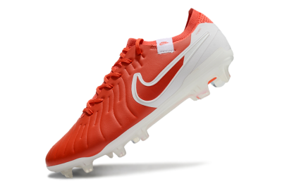 Men's Nike Tiempo Legend 10 Elite FG Firm Ground Low-Tops Football Boots - Red/White