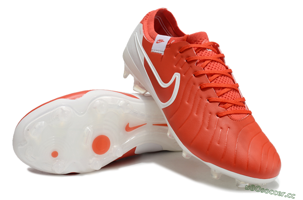 Men's Nike Tiempo Legend 10 Elite FG Firm Ground Low-Tops Football Boots - Red/White 3
