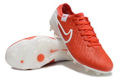 Men's Nike Tiempo Legend 10 Elite FG Firm Ground Low-Tops Football Boots - Red/White