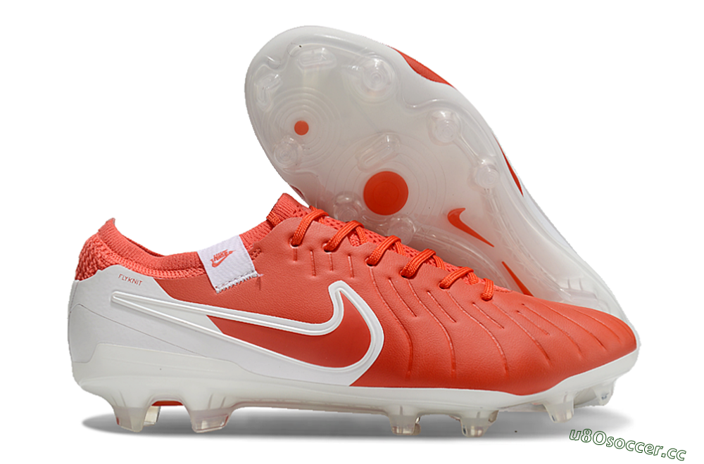 Men's Nike Tiempo Legend 10 Elite FG Firm Ground Low-Tops Football Boots - Red/White 2